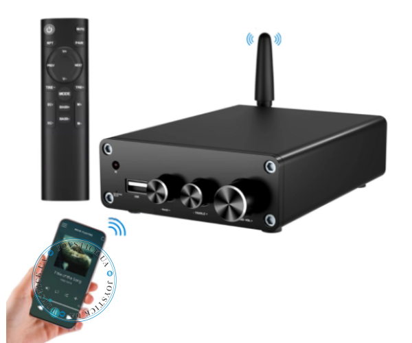 Підсилювач двоканальний Hi-Fi AUDIO 100x2 Вт на базі TPA3116D2 - підтримка Bluetooth USB та пульта керування Колір Чорний